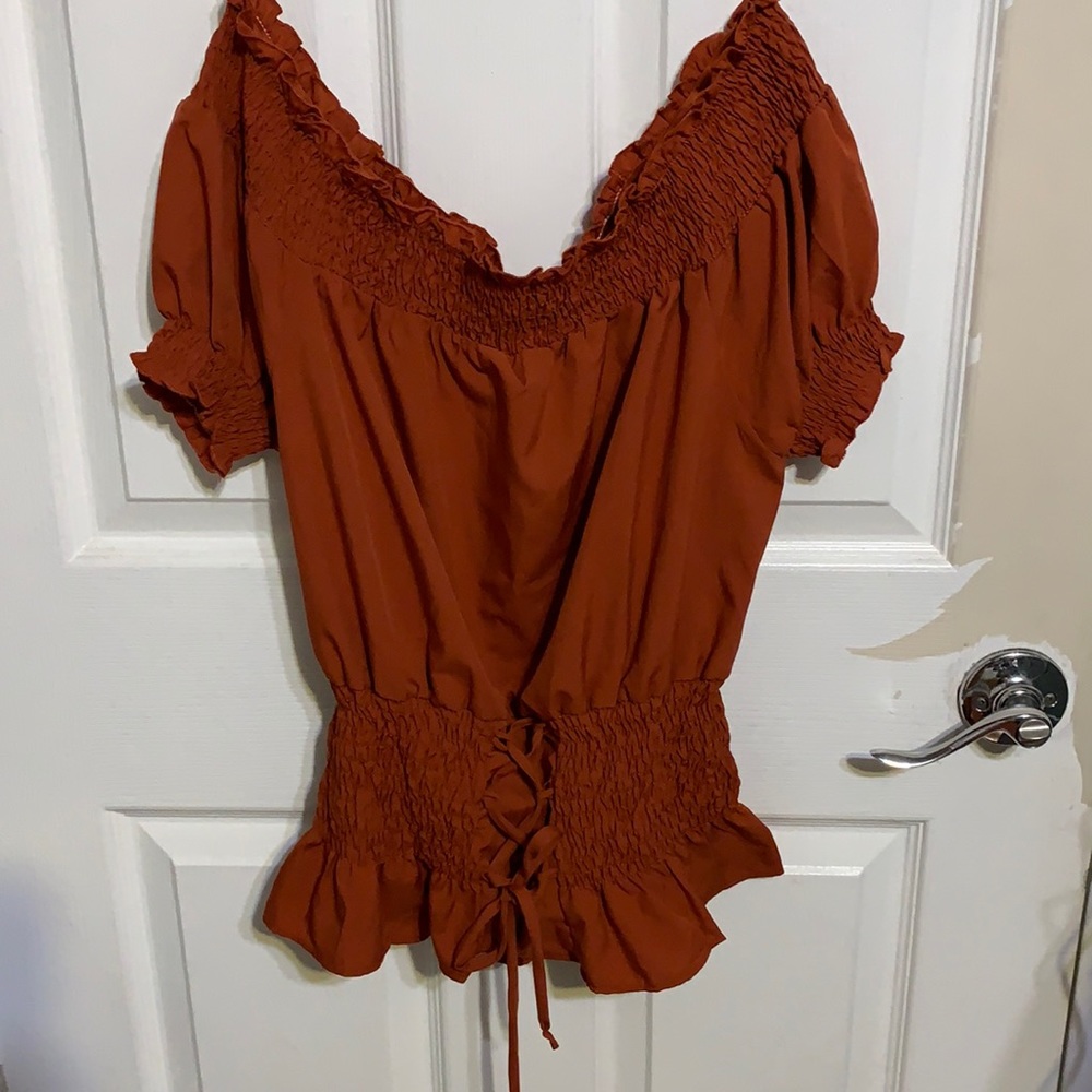 Off the shoulder stain top